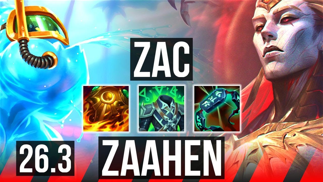 ZAC vs ZAAHEN (TOP) | Good KDA: 5/1/8 | NA Grandmaster | 26.3