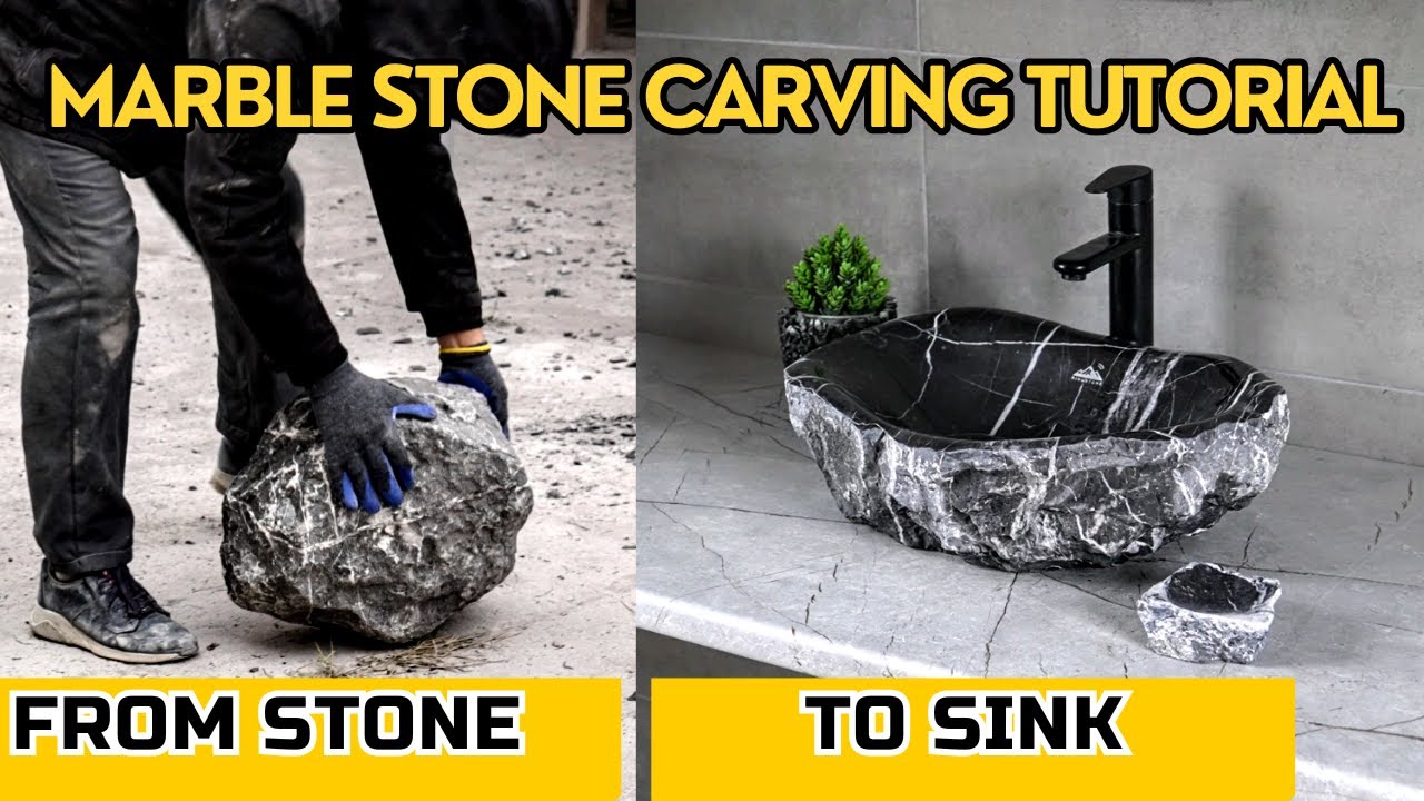 DIY: CARVING A SINK FROM NATURAL MARBLE STONE — Full time lapse of the process