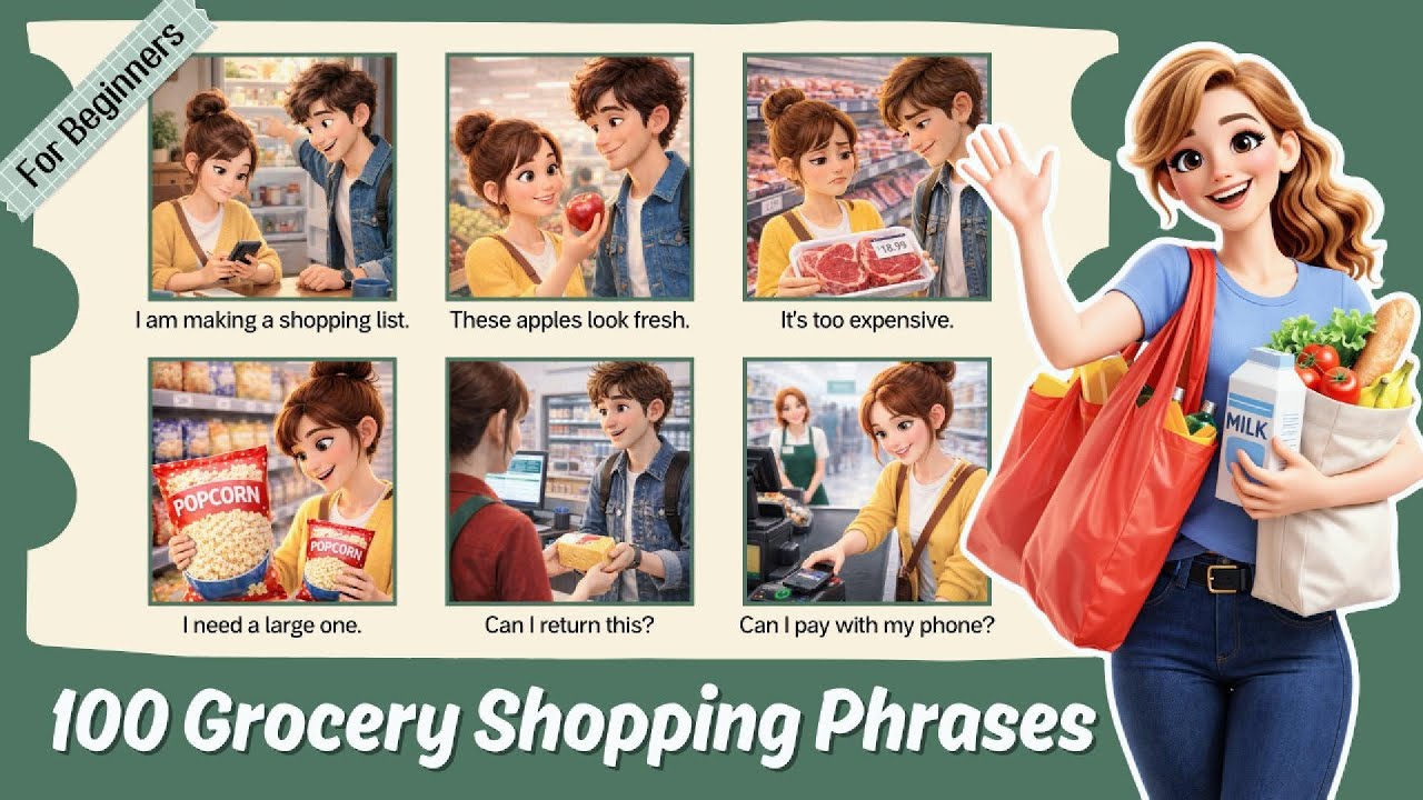 100 Grocery Shopping Phrases | Daily English for Beginners