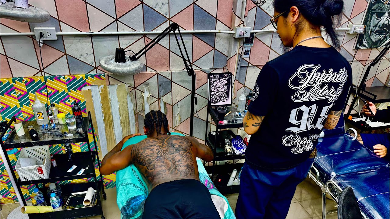 GOT A FULL BACK TATTOO FOR 168$ IN PHUKET🇹🇭
