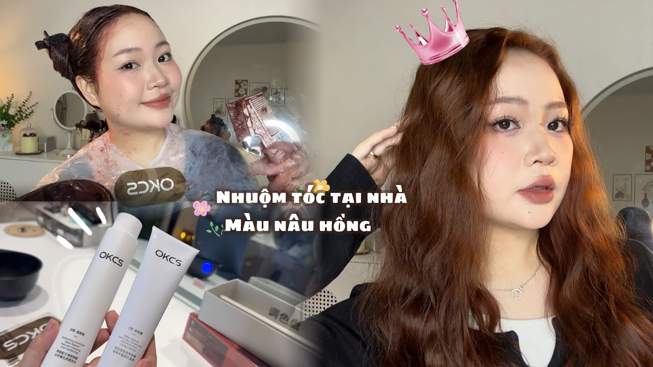 Nhuộm tóc tại nhà màu nâu hồng| Ngọc Búnn