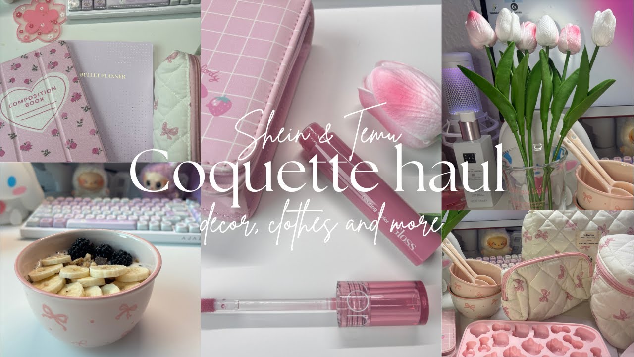 Coquette Shein & Temu haul 🎀 cute decor | clothes | what's in my pencil case