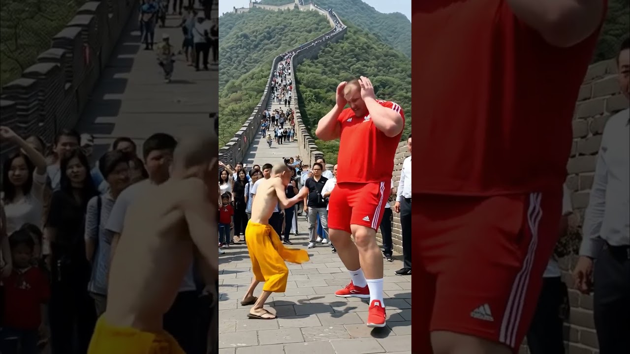 A tough combat fighter challenges a kung fu monk at the Great Wall. #fight