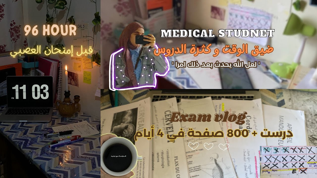 درست +800 ص لأصعب إمتحان 😩 في 4 أيام فقط و نجحت !!-- التحضير لإمتحان العصبي 🧠 طالبة طب 🩺