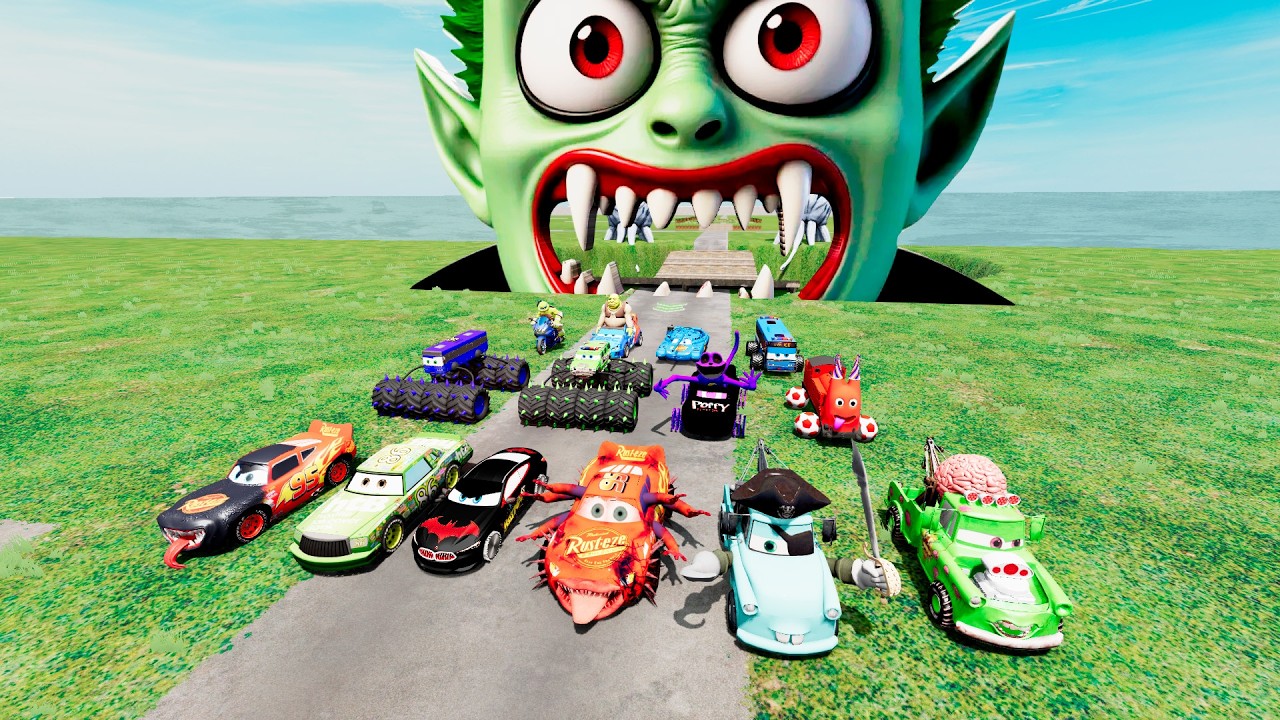 Big & Small Cars McQueen It's a speed competition to see who arrives first! BeamNG Drive Pt.34