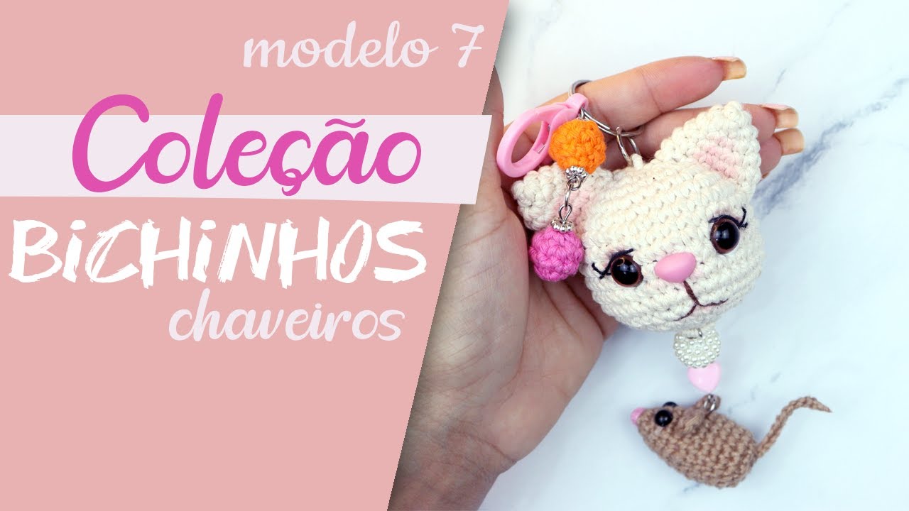 #amigurumi coleção bichinhos chaveiros modelo 7  (gato)