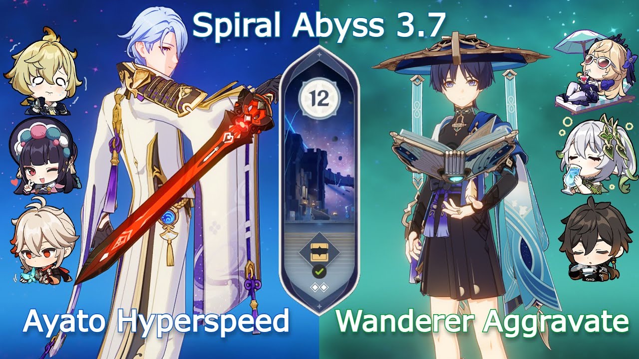 C0 Ayato Hyperspeed x C0 Wanderer Aggravate - Spiral Abyss 3.7 | Floor 12 9 Stars | Genshin Impact