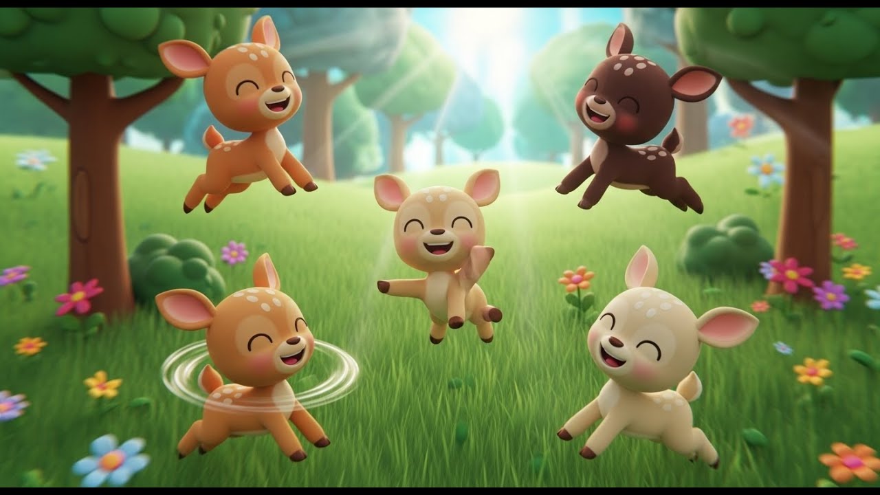 Cinco pequeños amigos cervatillos Skip Skip | Canciones de Animales y Rimas Infantiles