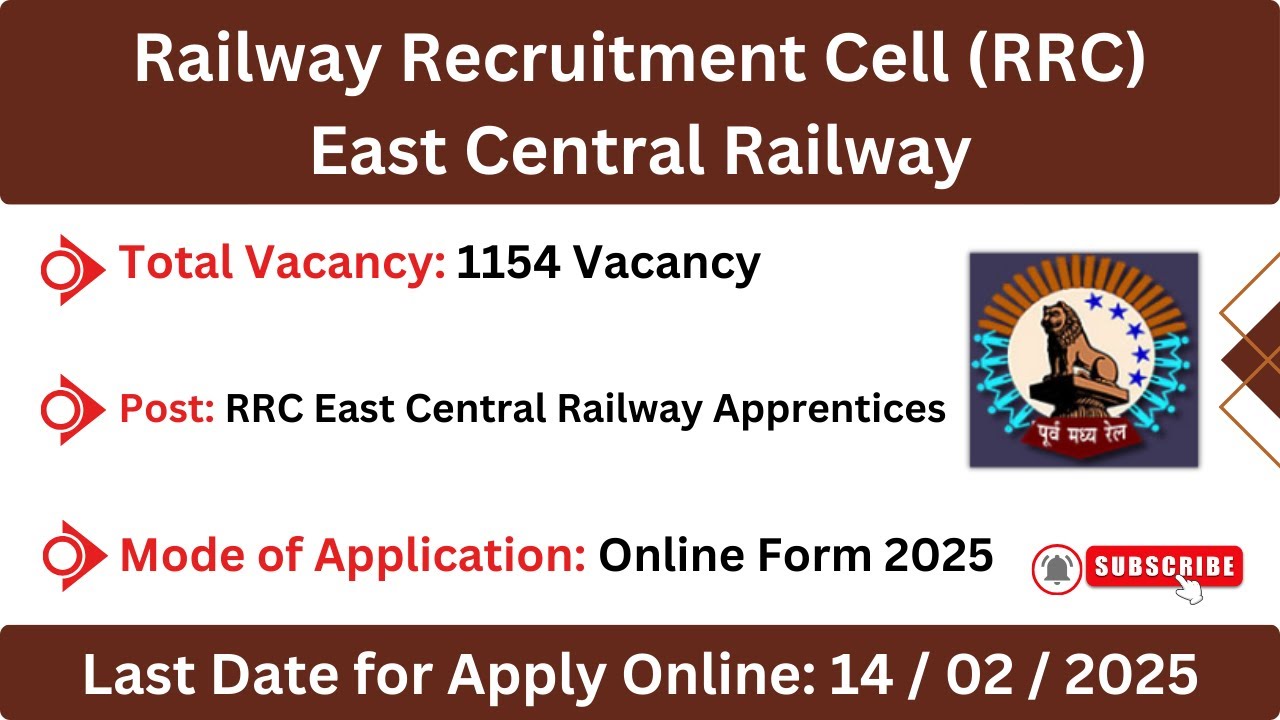 RRC East Central Railway Apprentices Recruitment 2025 | Apply Online for 1154 Posts