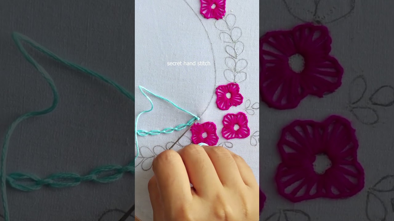 supper easy embroidery cable chain stitch beautiful neck #shortsvideo #embroiderydesigns #viral