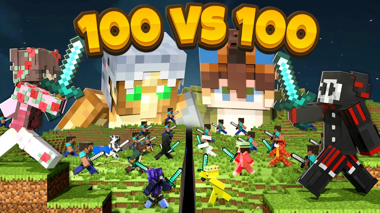100 vs 100 Player War in Minecraft
