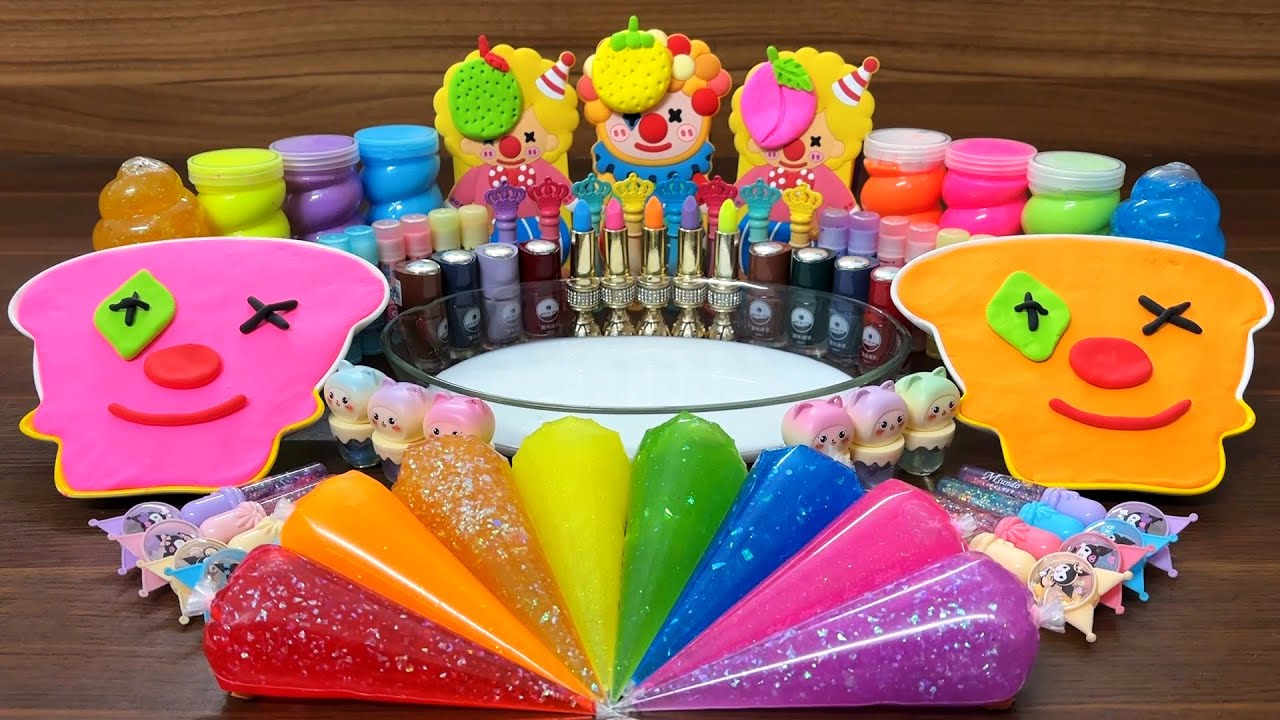 ASMR Slime Mixing Makeup: Rainbow Clay & Glossy – Satisfying