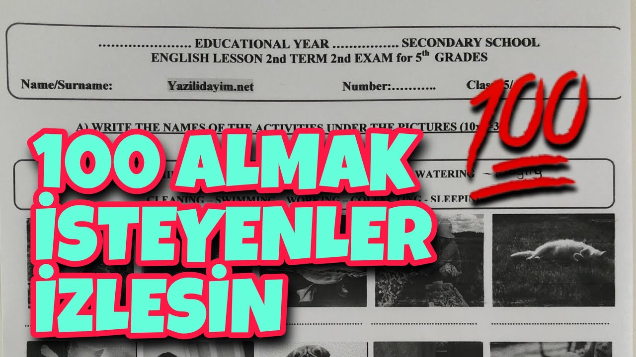 5.Sınıf İngilizce 2.Dönem 2.Yazılı
