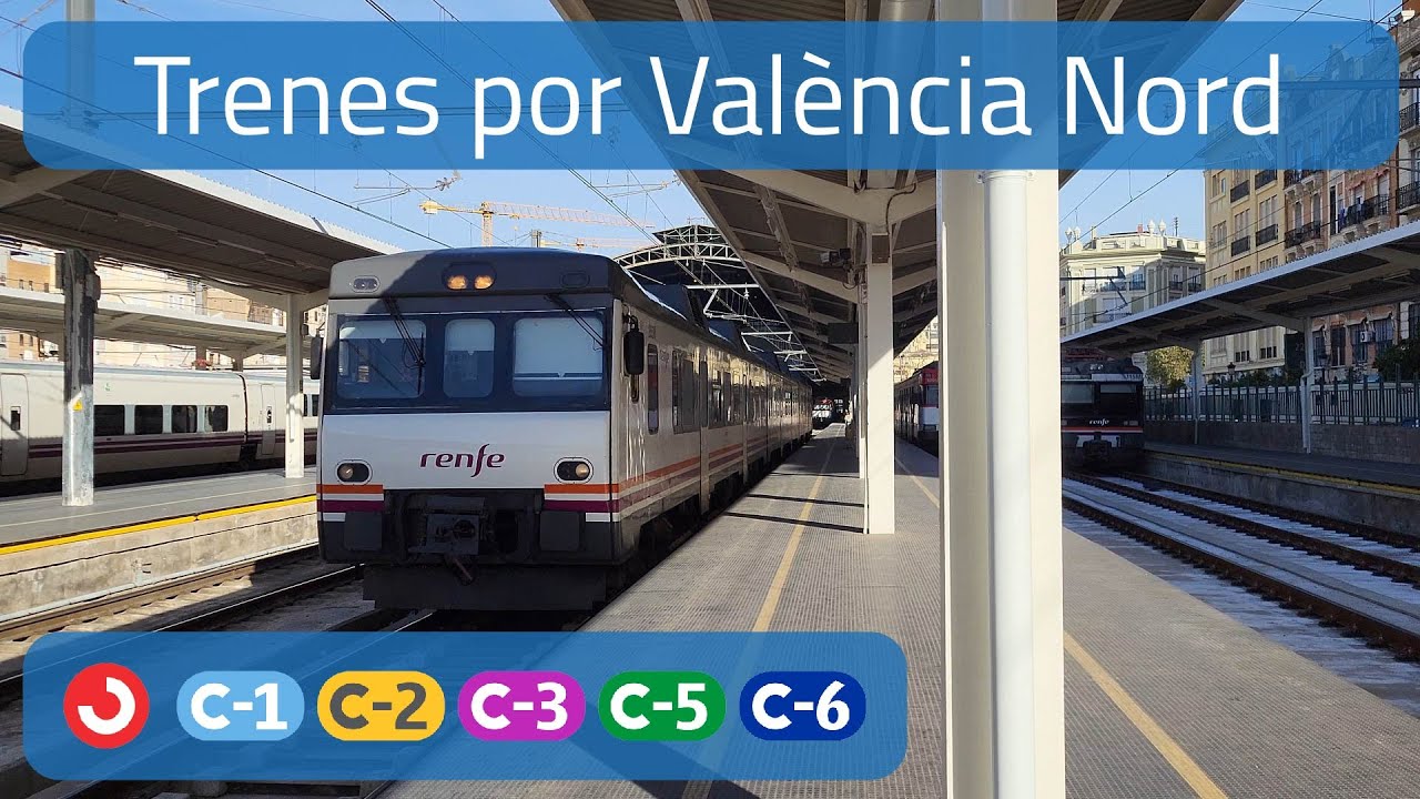 Trenes por la estación de València Nord (Cercanías, MD y Alvia)