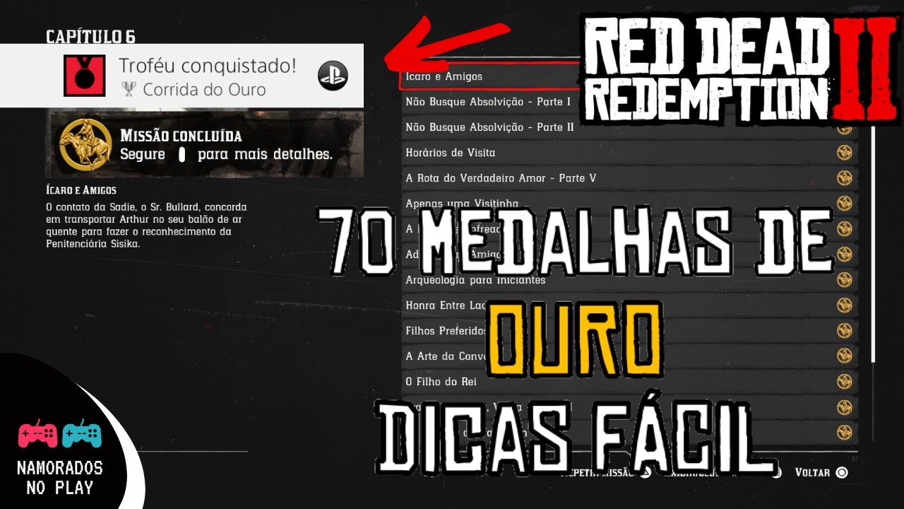 Troféu corrida do ouro - 70 medalhas 🥇 Red Dead Redemption 2