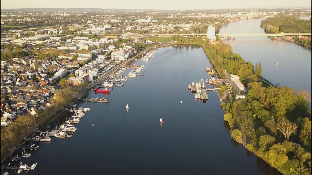 Wiesbaden von oben (Neroberg, Hafenbecken Schierstein, Künstlerviertel) DJI Mavic Pro