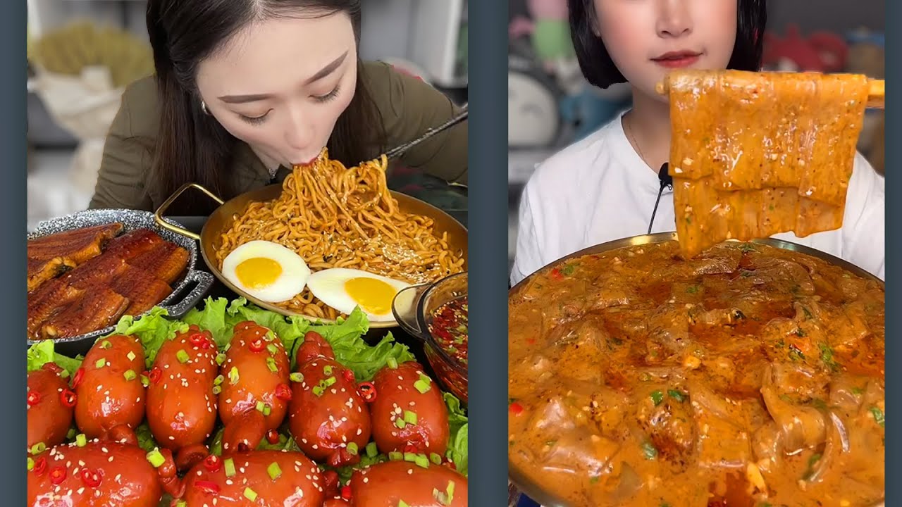 [Mukbang ASMR] Small Bamboo Noodle, mixed noodles, noodles sesame ... 중국 먹방 쇼 리얼사운드 | Neyuh ASMR