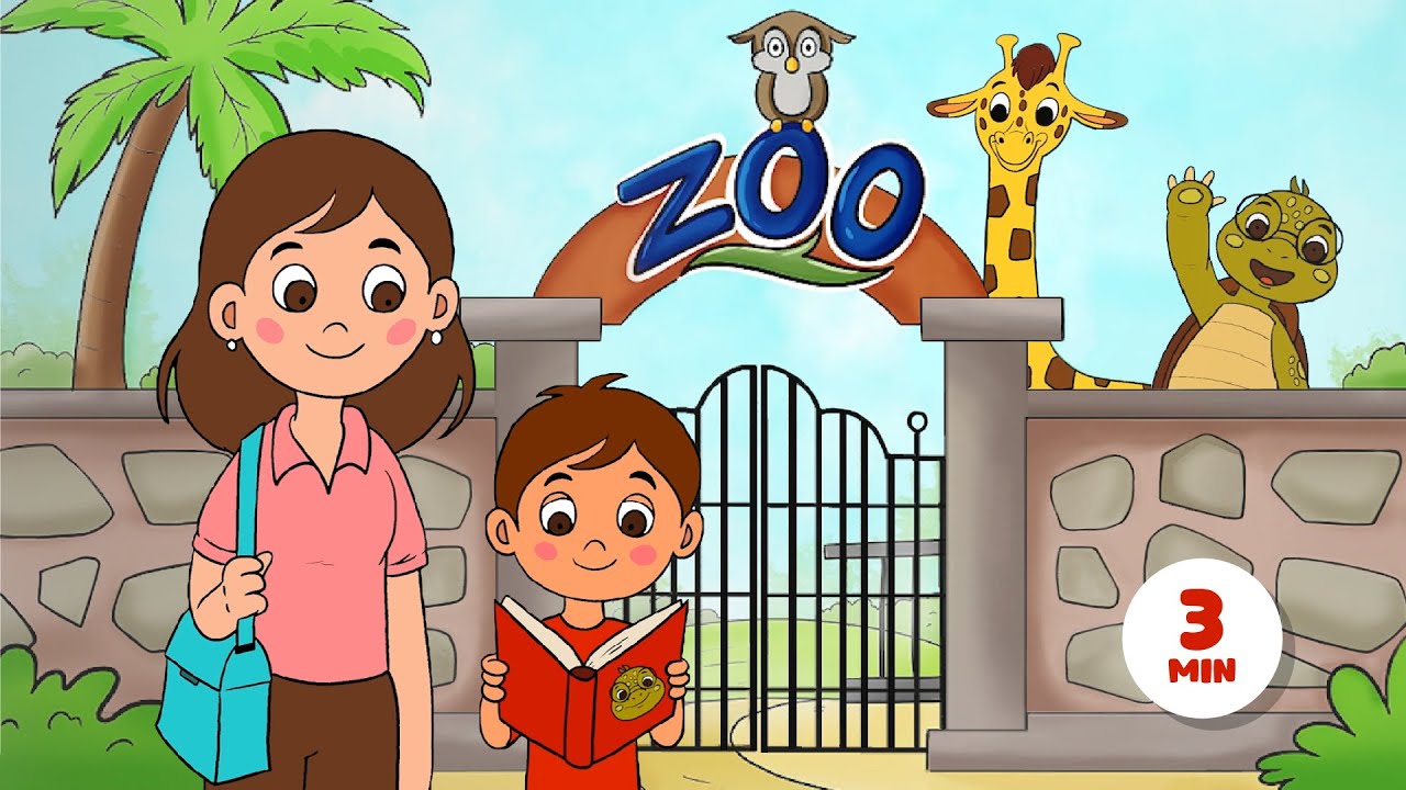 Learning Wild Zoo Animals. Funny Educational Cartoon for Kids. English Nursery Rhymes and Songs