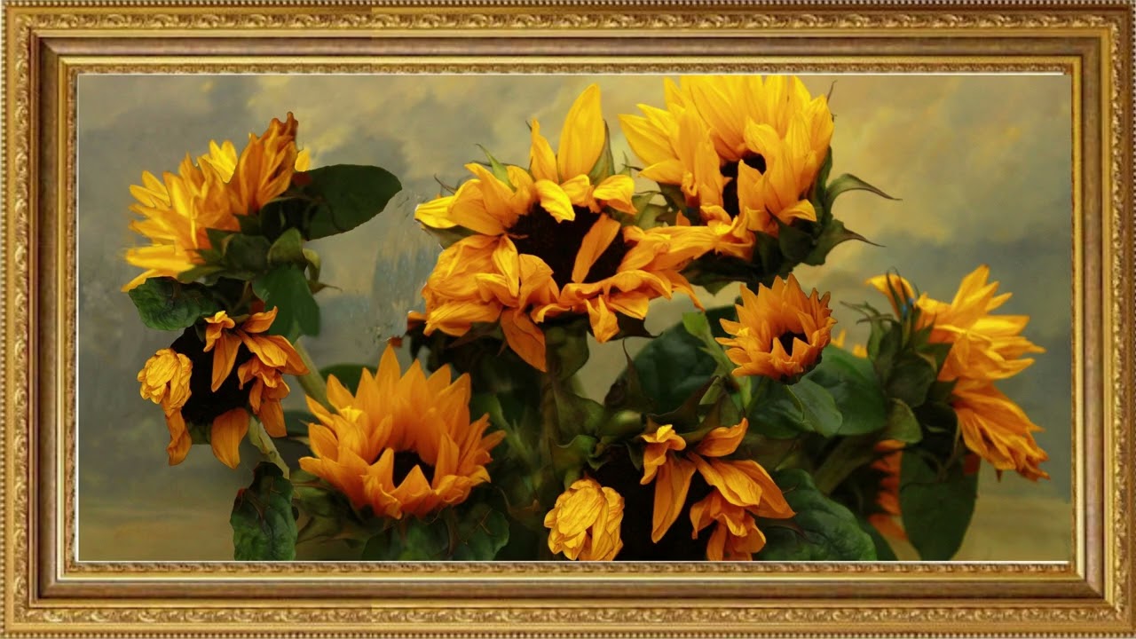 Tranquil Sunflower Painting | Relaxing Floral Oil Painting | Soft Visual Art for 4K TV