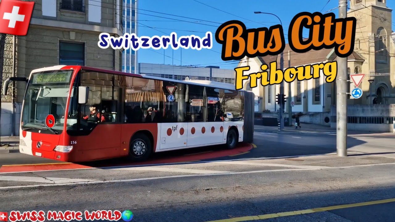 CH - Fribourg Trolley Bus - Tram -Switzerland 🇨🇭 Obus 🚍 4K HD 