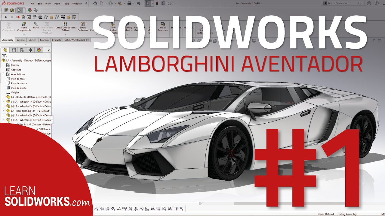 #1 SolidWorks Tutorial : Model a Lamborghini Aventador