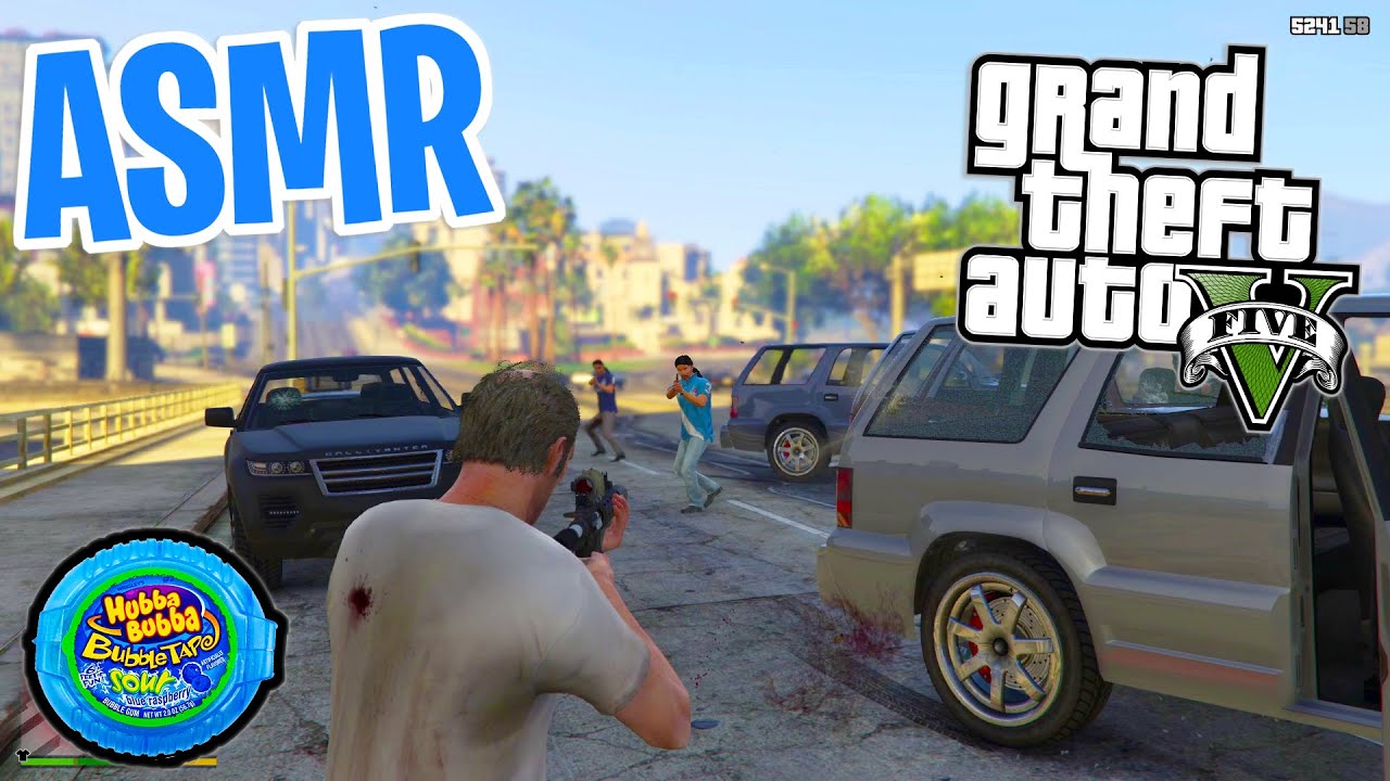 ASMR Gaming 😴 GTA 5 Story Mode Part 39! Relaxing Gum Chewing 🎮🎧 Controller Sounds + Whispering 💤
