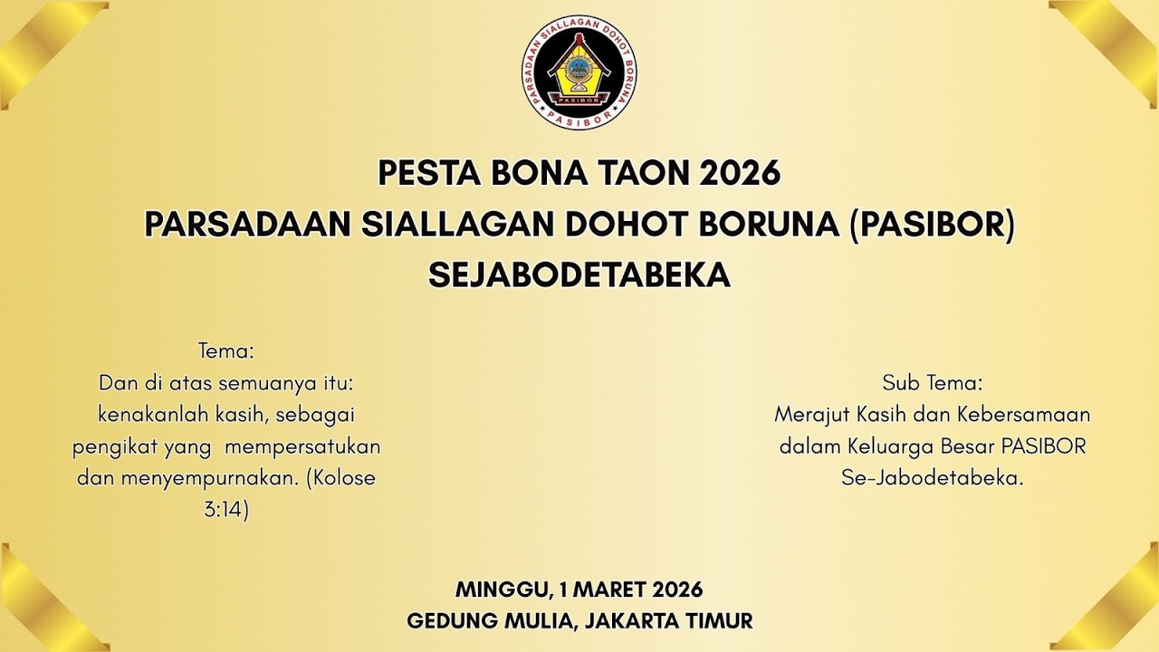 PESTA BONA TAON 2026 PASIBOR SEJABODETABEKA (MINGGU, 1 MARET 2026 | 08.30 - SELESAI)