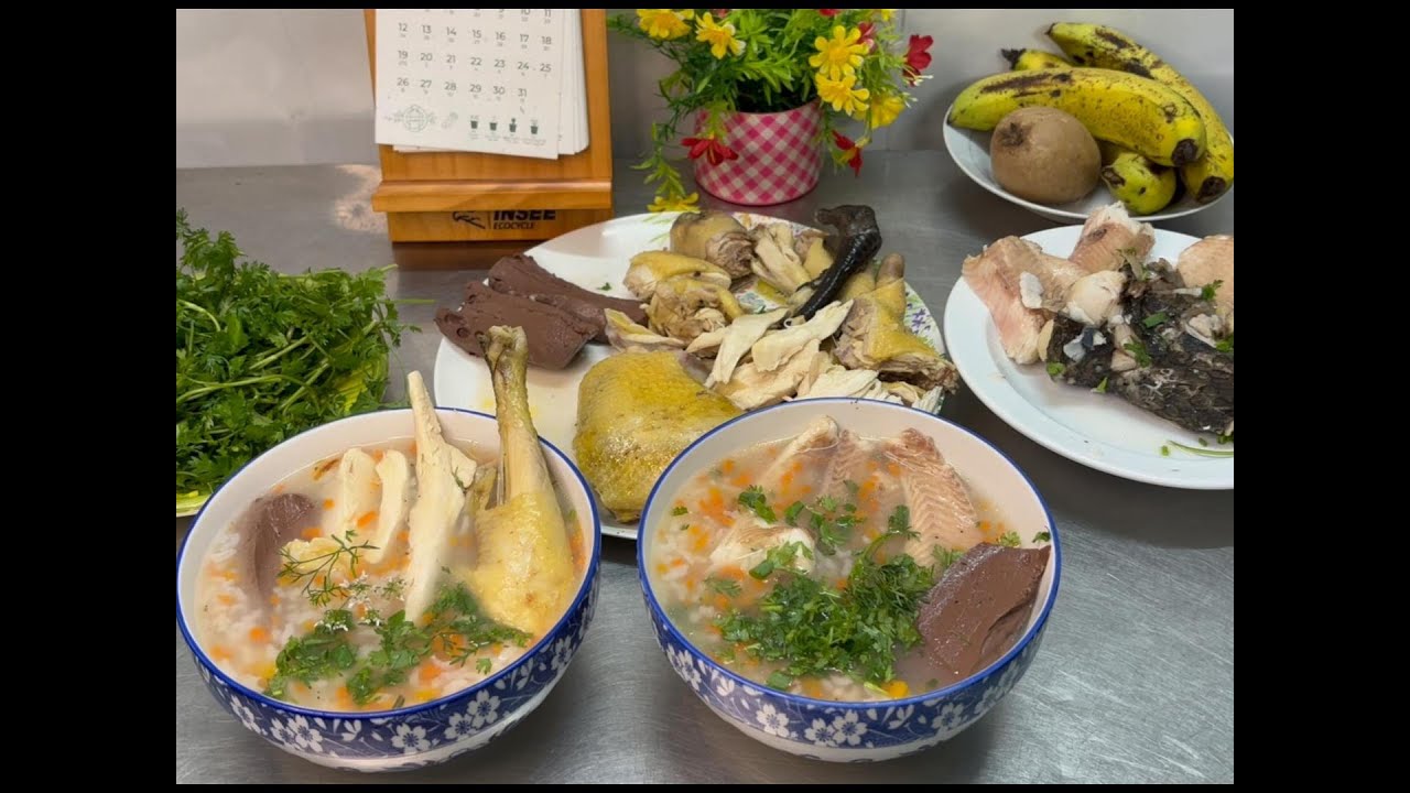60- Cháo gà kèm cháo cá lóc thơm ngon dễ làm !!