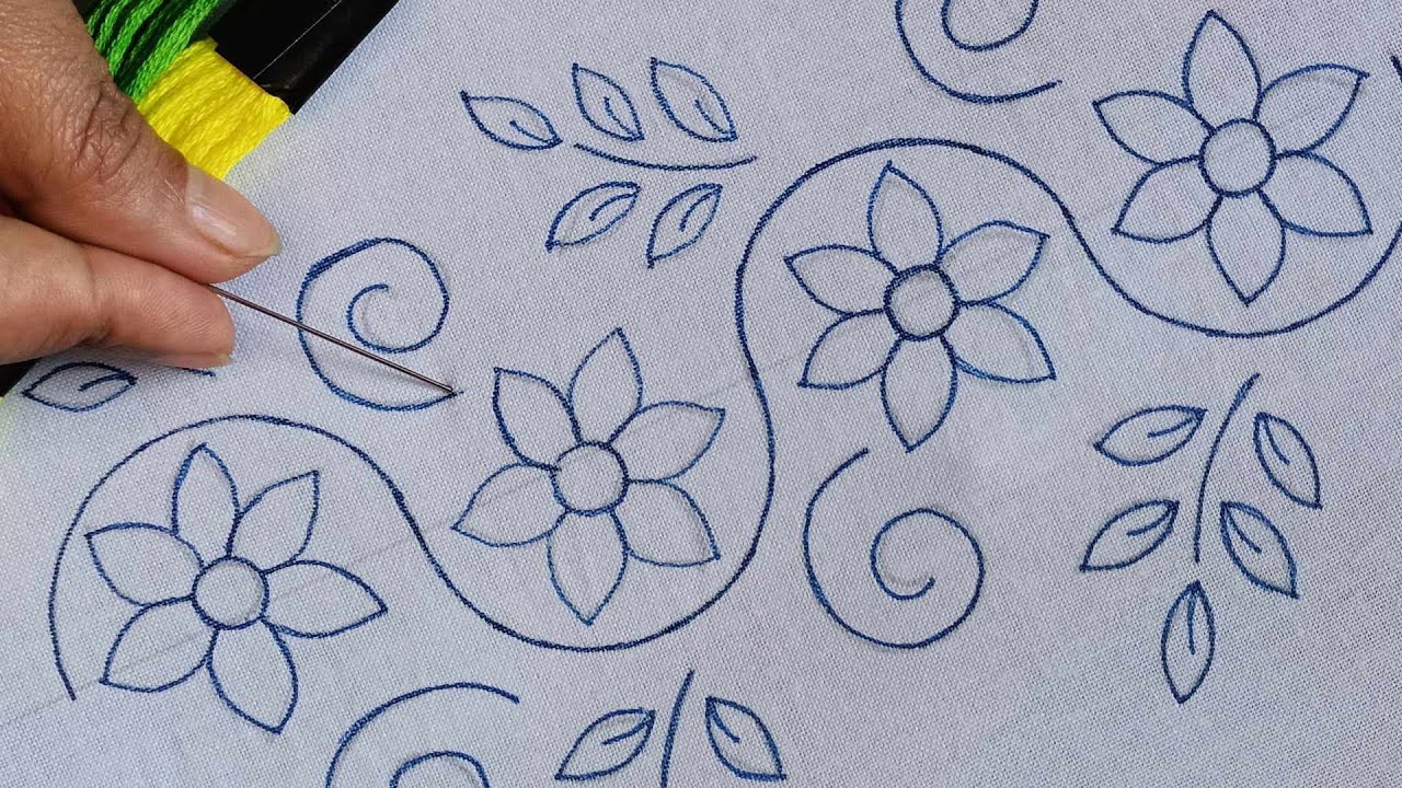 Beaded Borderline Design, Hand Embroidery Border Design, Easy Border Design Embroidery Rup Handicraf