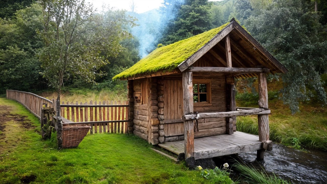 He built a log house with his own hands. Start to finish