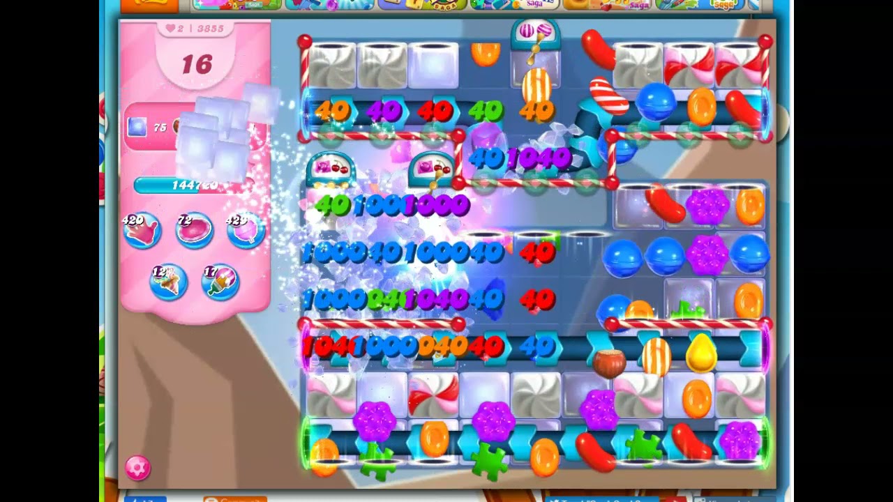 Candy Crush level 3855 Talkthrough, 23 Moves 0 Boosters