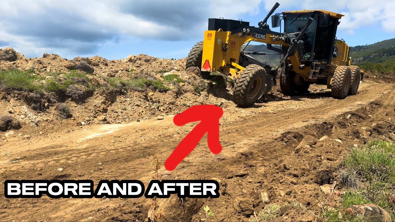 Грейдер JohnDeere 670Gp, до и после дорожных работ #johndeere #motorgrader #deere