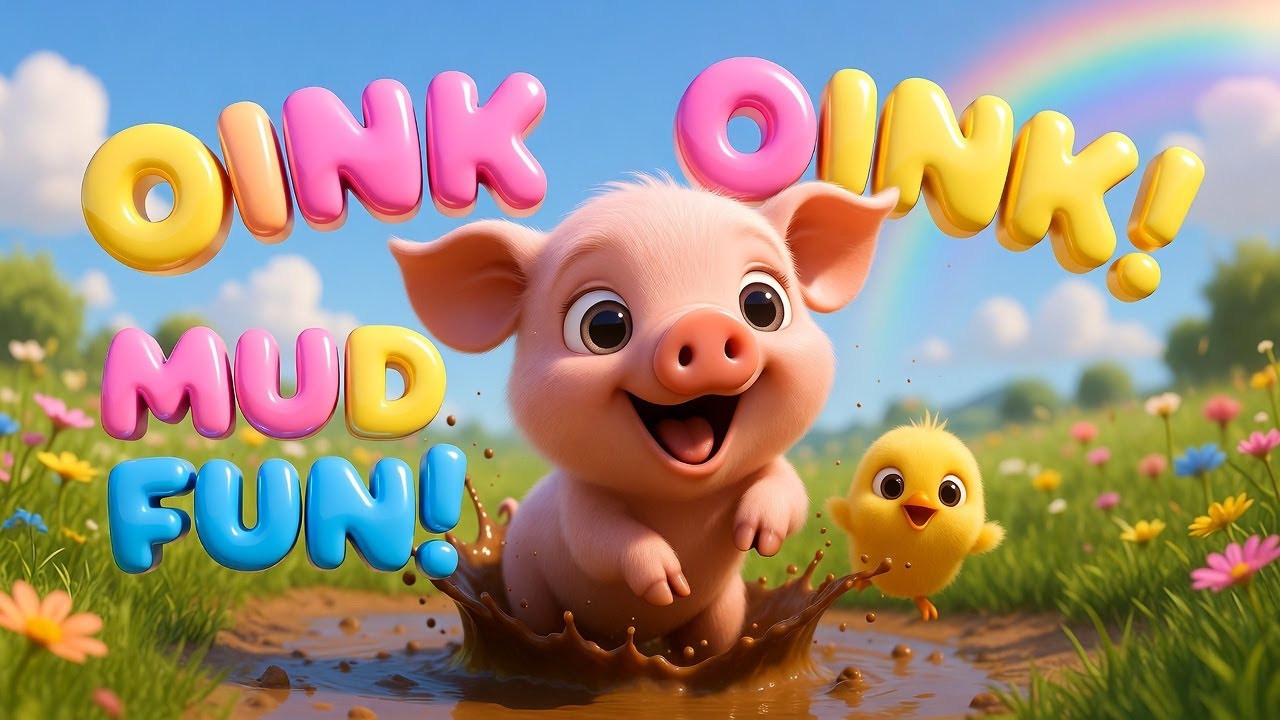 Oink Oink Piggy Plays in Mud 🐷💦 | Fun Baby Rhyme for Toddlers | Muddy Animal Song