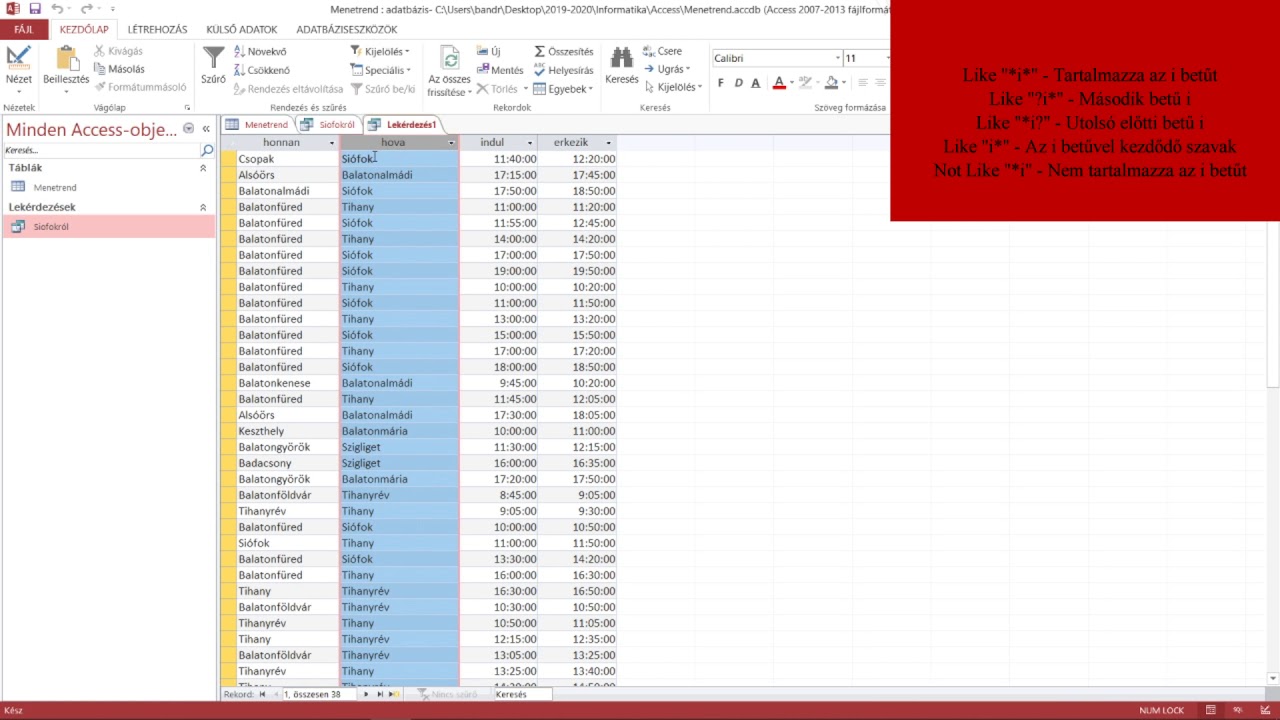 5. Microsoft Access - Lekérdezések