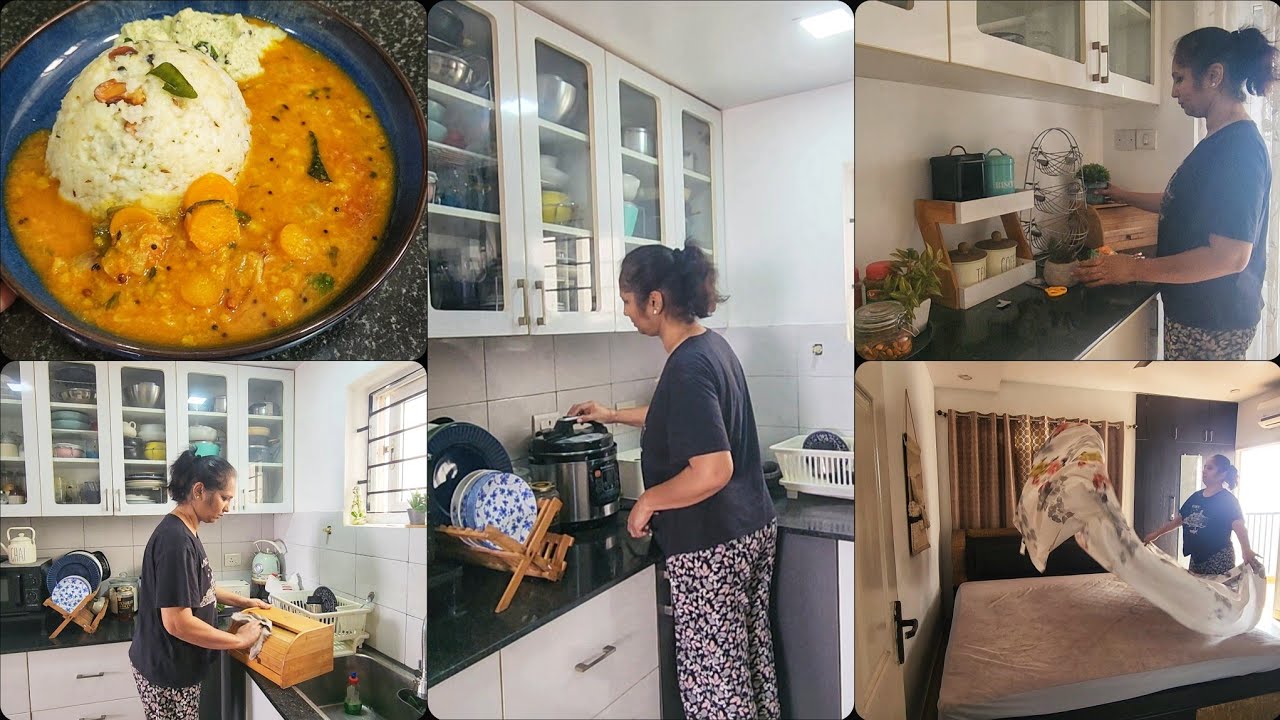 சின்னசின்னதா எவ்ளோவேலைகள் / electric cooker venpongal & sambar /morning vlog 