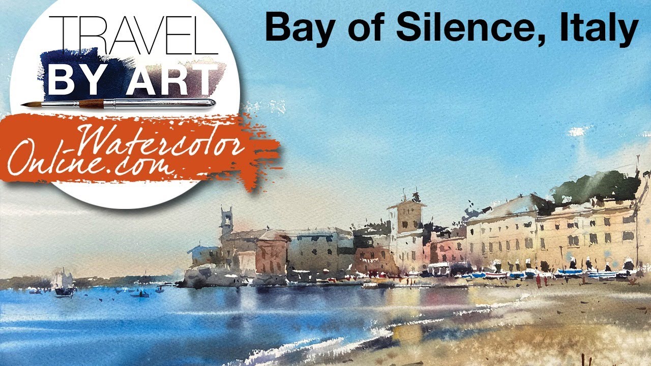 #135 Travel By Art, Ep. 10: Baia del Silenzio, Italy (Watercolor Landscape Tutorial)