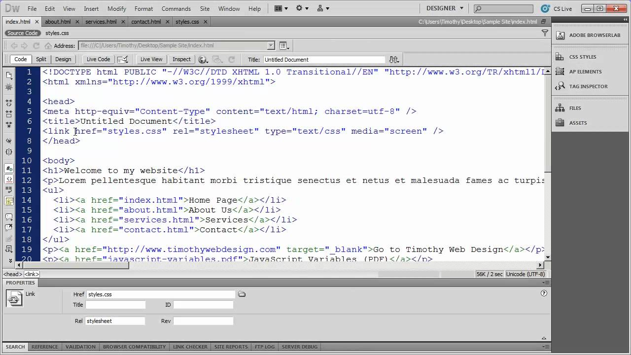 7 - Introduction to Dreamweaver Tutorial (CS5)