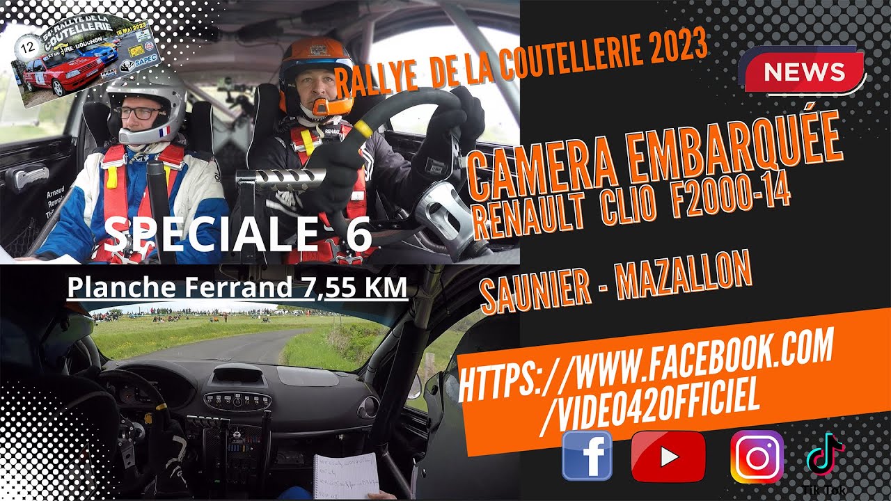 Rallye de la Coutellerie 2023 camera on board Saunier Mazallon Clio F2000-14 par video42