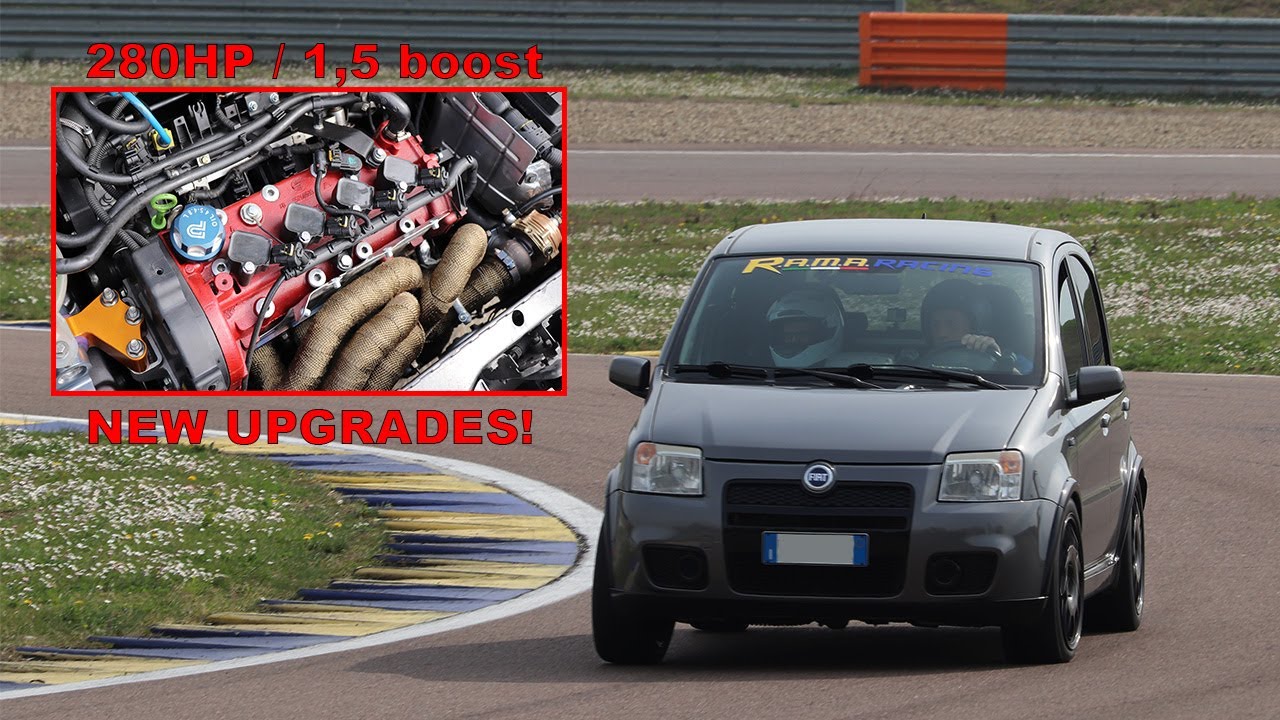 Pandamonium Upgrade! 280Hp Fiat Panda 100Hp Turbo Full action on track -   Battle with Clio Rs