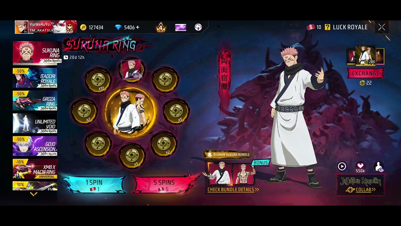 GOT RYOMEN SUKUNA BUNDLE AND SUKUNA VOICE PACK IN 135 DIAMOND.
