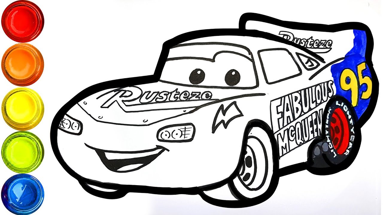Нарисуй машину Fabulous Lightning McQueen for kids (Cars 3) Coloring Page 💡 Tim Tim TV