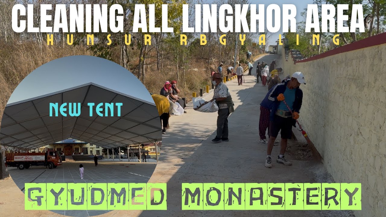Cleaning all lingkhor area / Gyudmed monastery Hunsur Rabgayling #tibetanvlog #tibetanvlogger