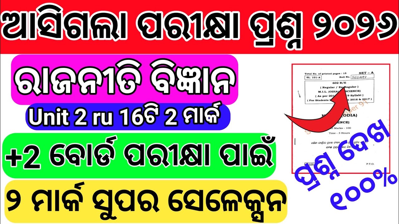 +2 2nd year Political Science Selection 2mark Mark Question Answer ||