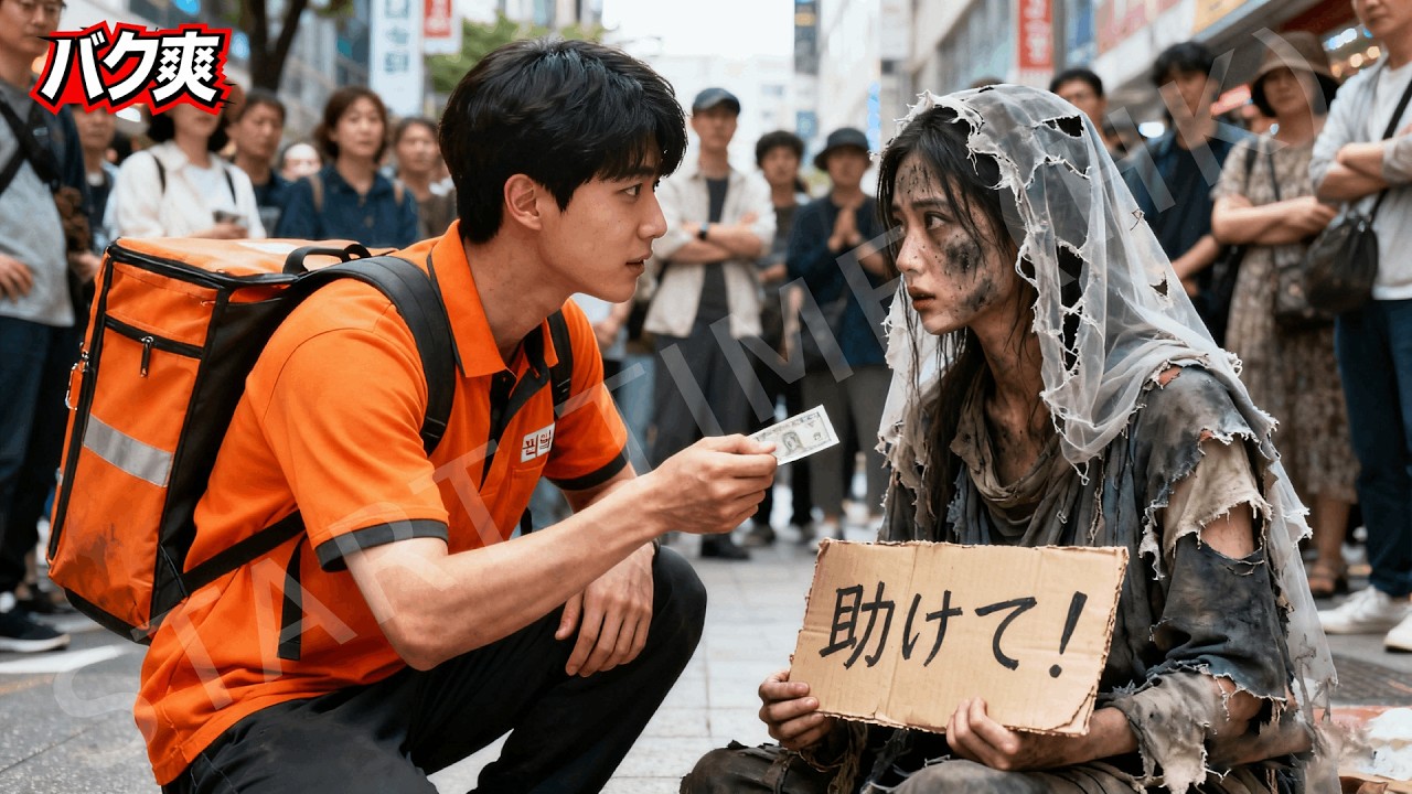 親切な宅配員が女乞食に10元渡す。翌日、彼女は高級車と護衛で門を塞ぎ「月給500万、私と結婚しろ！」
