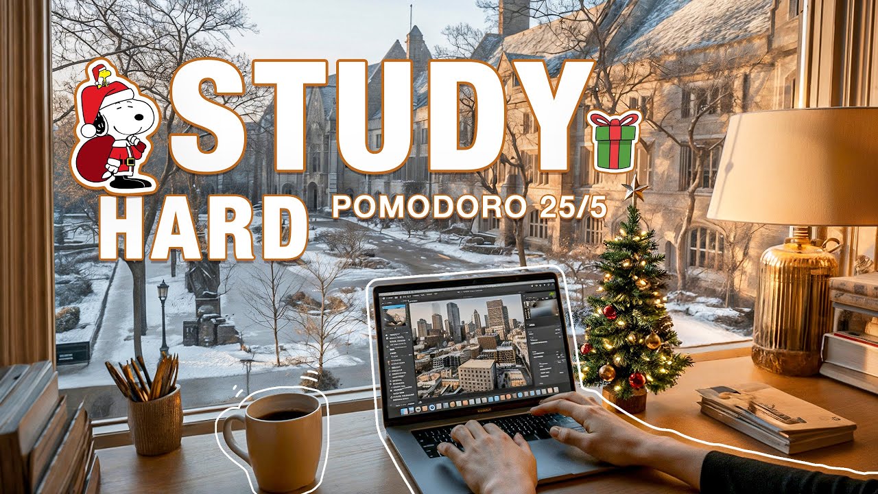2-HOUR STUDY WITH ME | 🎹 Relaxing Piano | Pomodoro 25/5 | Christmas Ambience 2025