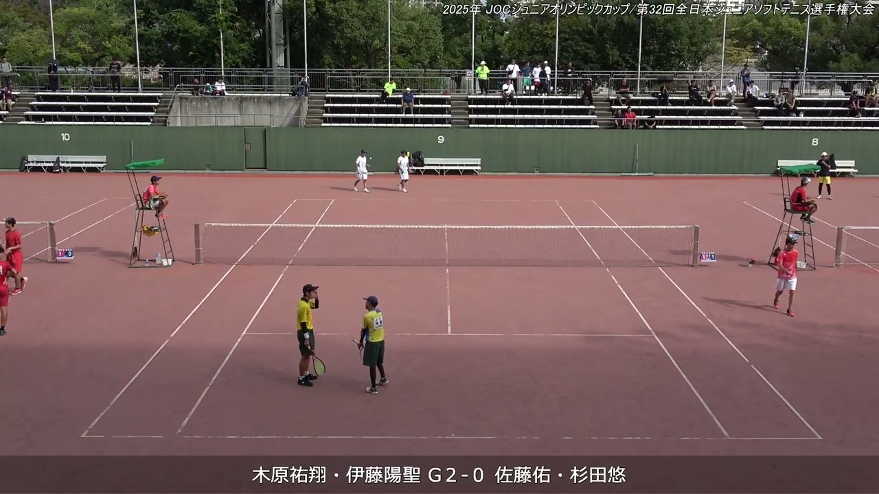 2025年 全日本ジュニアソフトテニス選手権大会 男子U-17 ダブルス 2回戦 木原祐翔・伊藤陽聖(尽誠学園高校) 対 佐藤佑・杉田悠(西階中学校・湊山中学校)