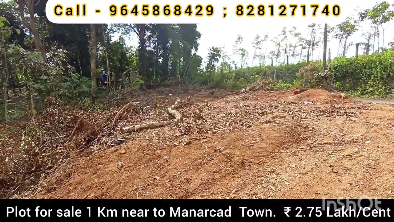 Plots for sale 1 Km near Manarcad town.Price ₹ 2.75 Lakh/Cent.Call -9645868429 ;  82812 71740