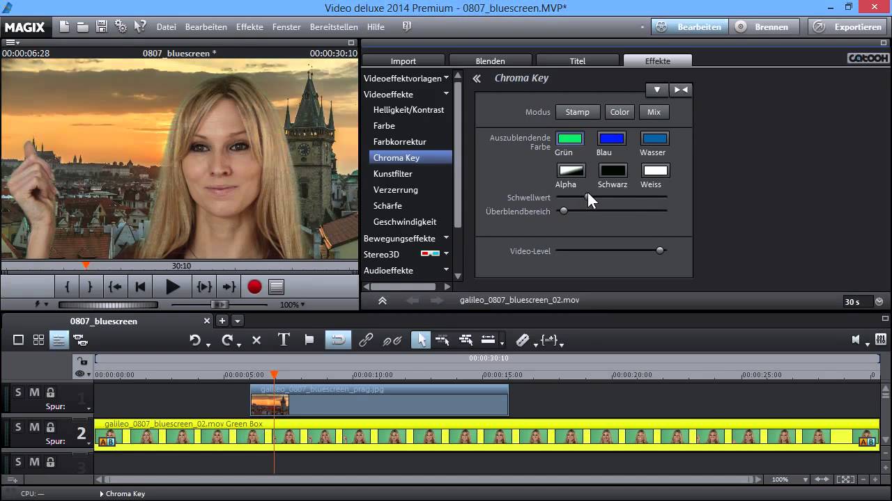 Blue- und Greenscreen-Effekte - MAGIX Video deluxe 2014