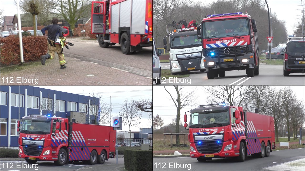 [Opkomst + Uitruk] [Grote Br.] Vele brandweervoertuigen met spoed naar een grote brand in Harderwijk