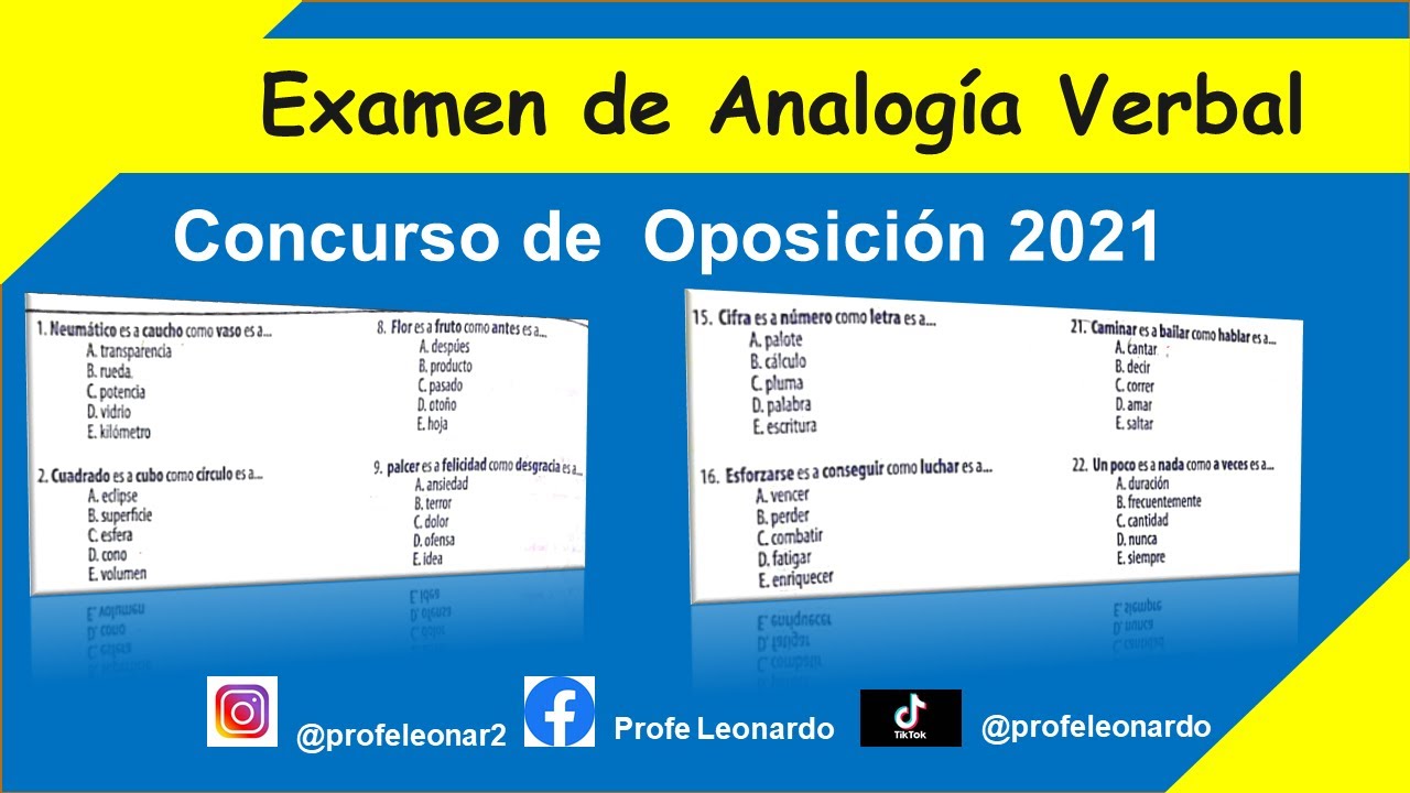 EXAMEN DE ANALOGIA VERBAL CONCURSO DE OPOSICION 2021
